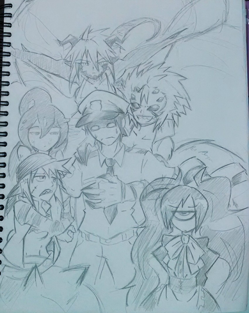 shark race, backbeard, black slime, large breed, wyvern, and 1 more (monster musume no iru nichijou) drawn by nayaase_beleguii