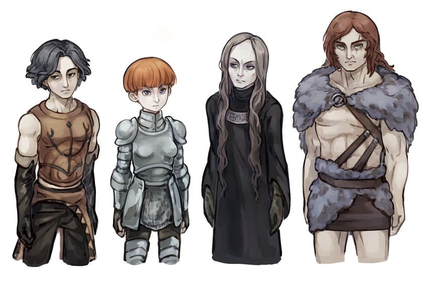 d'arce, cahara, enki, and ragnvaldr (fear & hunger and 1 more) drawn by kingjoshua