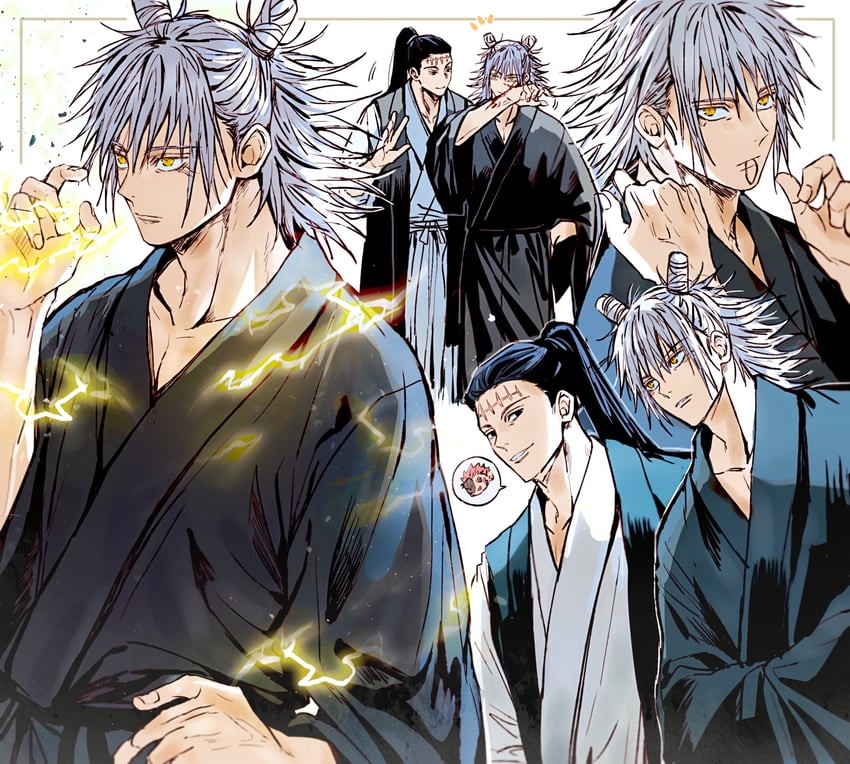 ryoumen sukuna, kenjaku, and kashimo hajime (jujutsu kaisen) drawn by yoon_(dmsco1803)