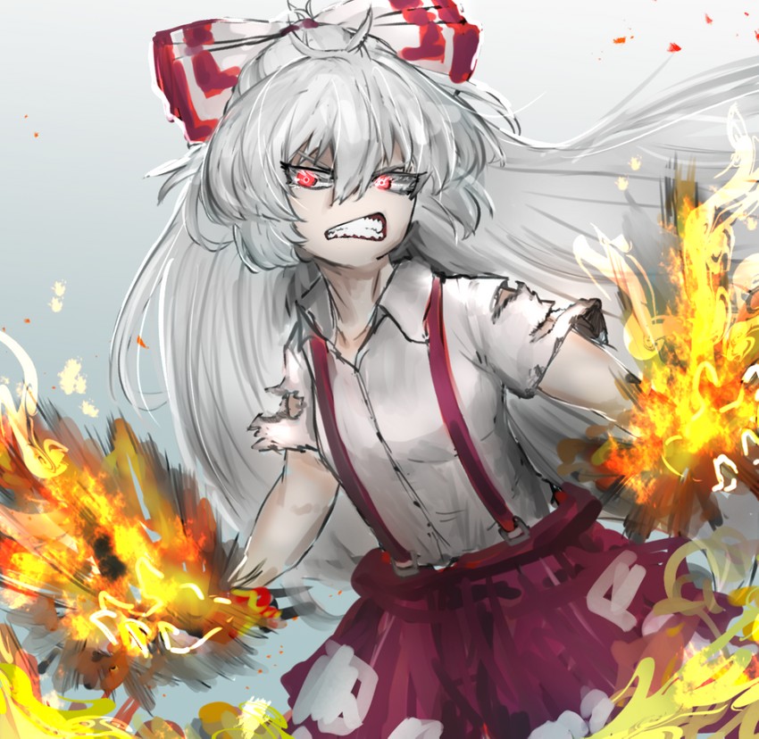 fujiwara no mokou (touhou and 1 more) drawn by adeshi_(adeshi0693119)