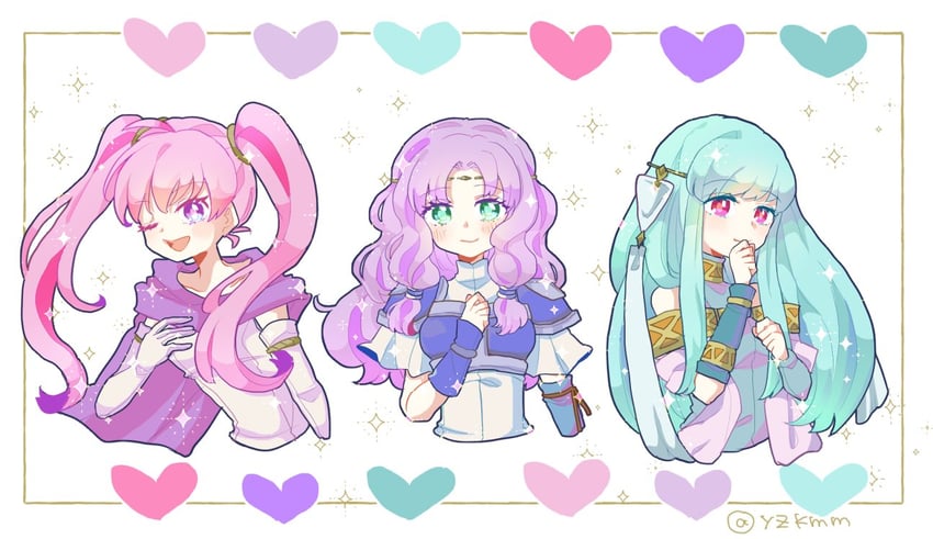 ninian, florina, and serra (fire emblem and 1 more) drawn by yzkmm