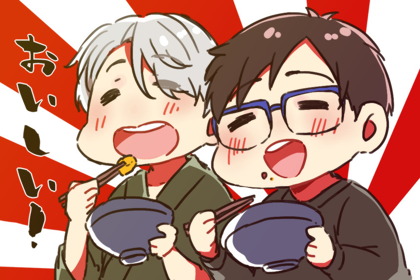 katsuki yuuri and viktor nikiforov (yuri!!! on ice) drawn by kyouna
