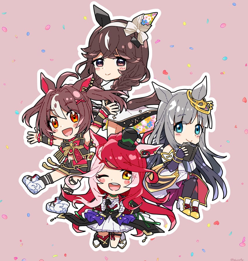 chrono genesis, curren bouquetd'or, gran alegria, and loves only you (umamusume) drawn by sebacicely