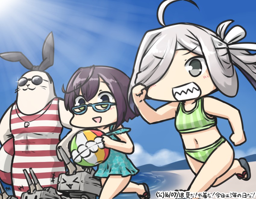 shimakaze, rensouhou-chan, asashimo, and okinami (kantai collection) drawn by hamu_koutarou