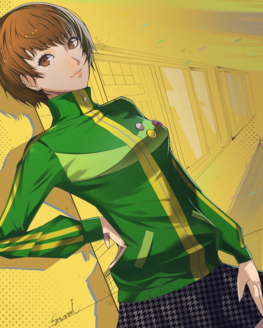 satonaka chie (persona and 1 more) drawn by corner50777313