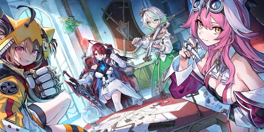 raora panthera, gigi murin, cecilia immergreen, and elizabeth rose bloodflame (hololive and 1 more) drawn by mephisto_(angraecum)