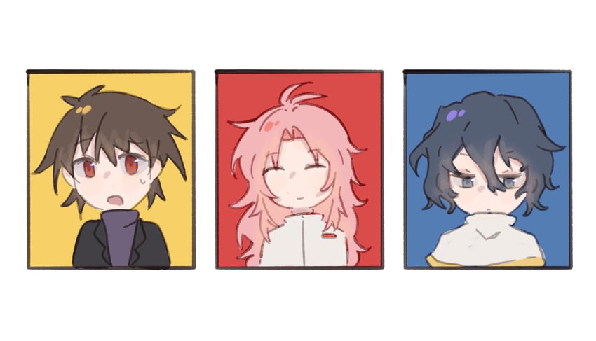 hatsutori hajime, utsugi noriyuki, and harada minoru (saibou shinkyoku) drawn by kechy