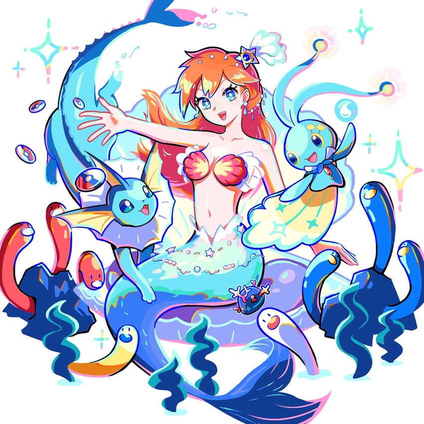 misty, vaporeon, staryu, manaphy, wiglett, and 2 more (pokemon and 2 more) drawn by ffccll