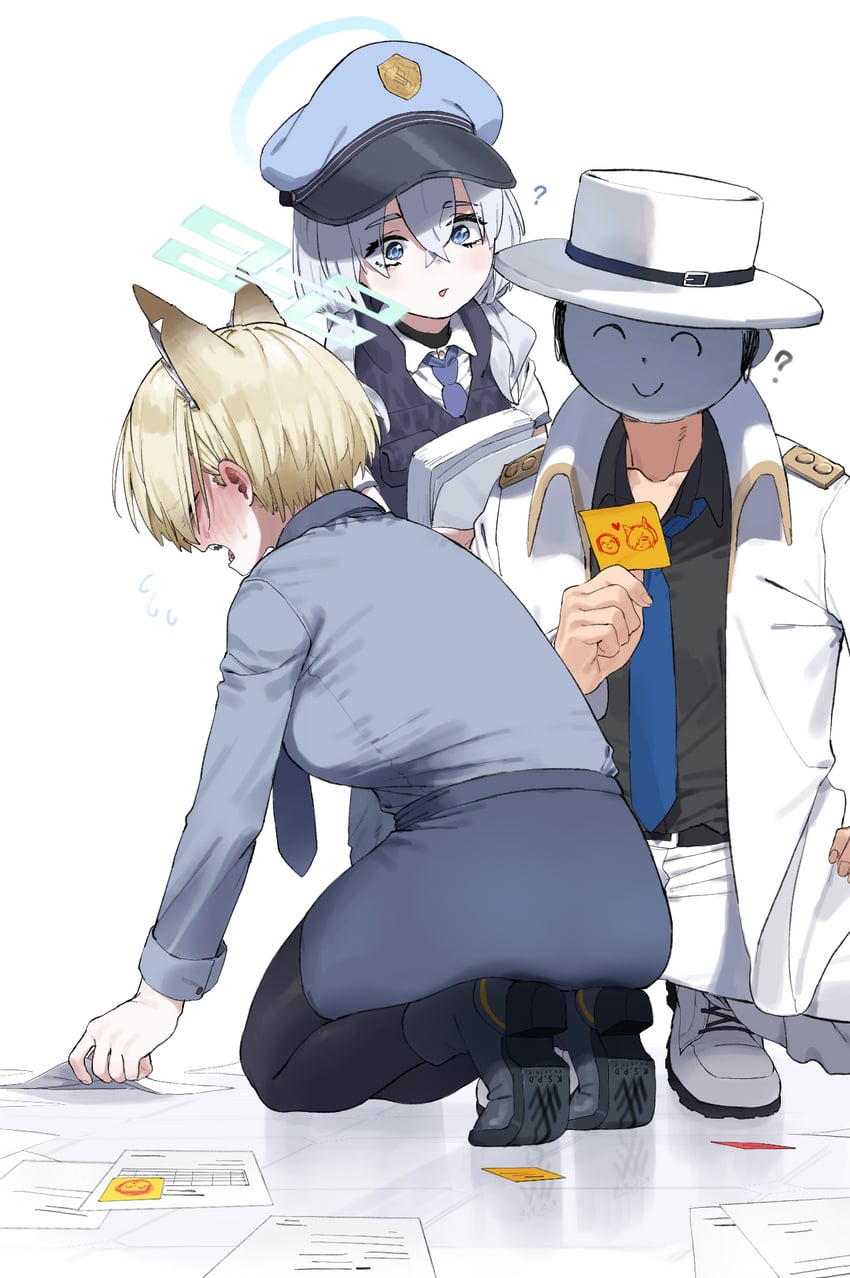 sensei, doodle sensei, kanna, and valkyrie police academy student (blue archive) drawn by lonklink