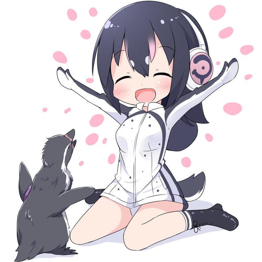 humboldt penguin and grape-kun (kemono friends) drawn by makuran