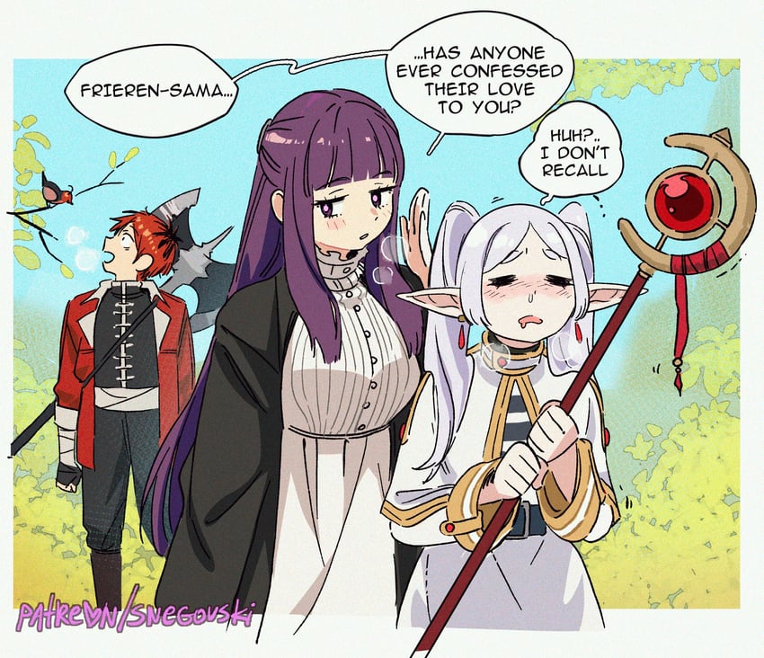 frieren, fern, and stark (sousou no frieren) drawn by snegovski