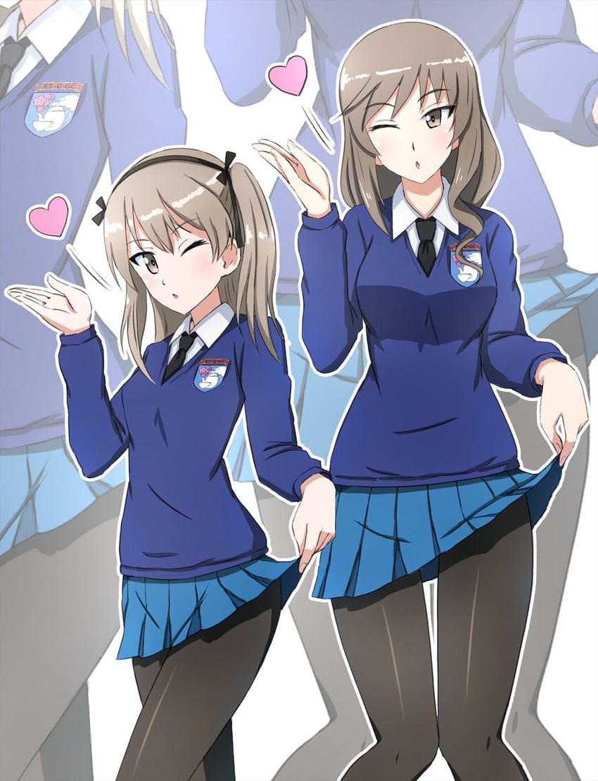 shimada arisu and shimada chiyo (girls und panzer) drawn by omachi_(slabco)