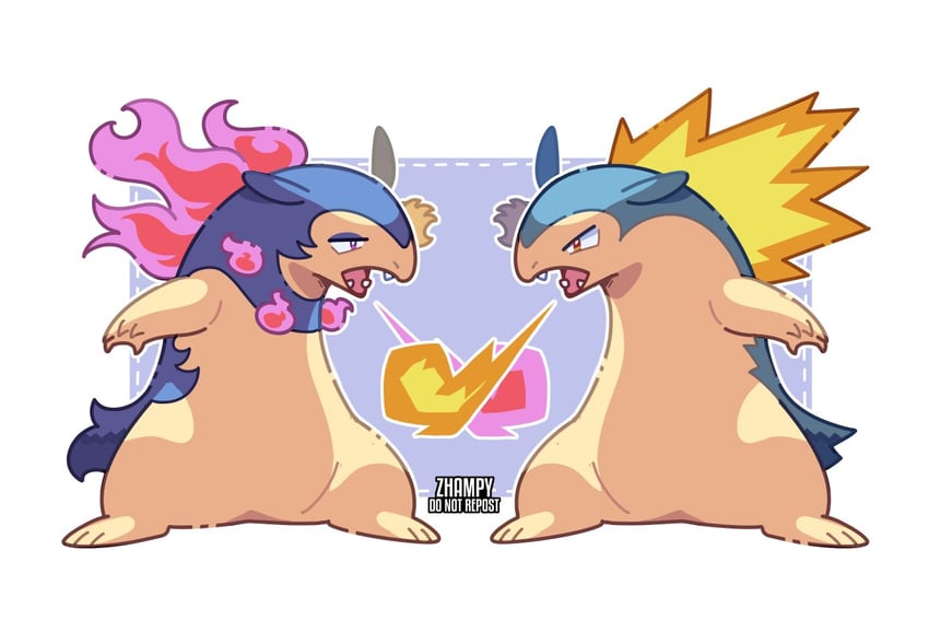 typhlosion and hisuian typhlosion (pokemon) drawn by zhampy