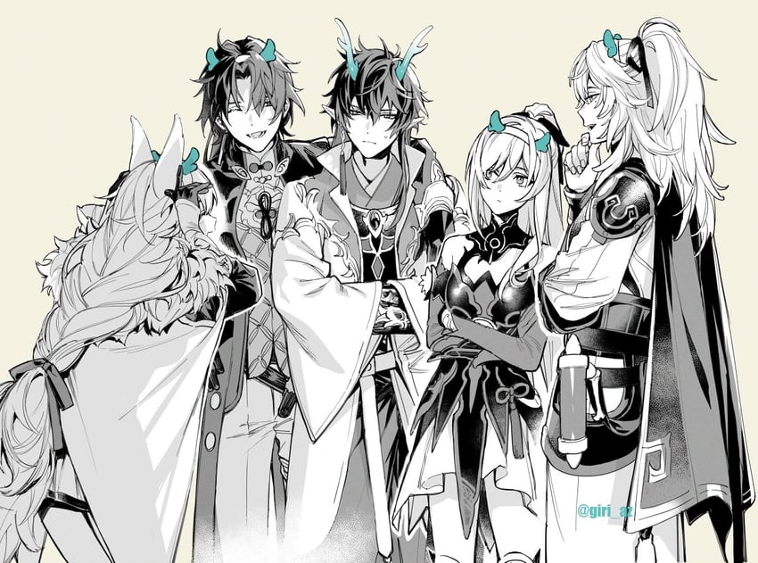 dan heng, blade, jingliu, jing yuan, yingxing, and 2 more (honkai and 1 more) drawn by gr_giri