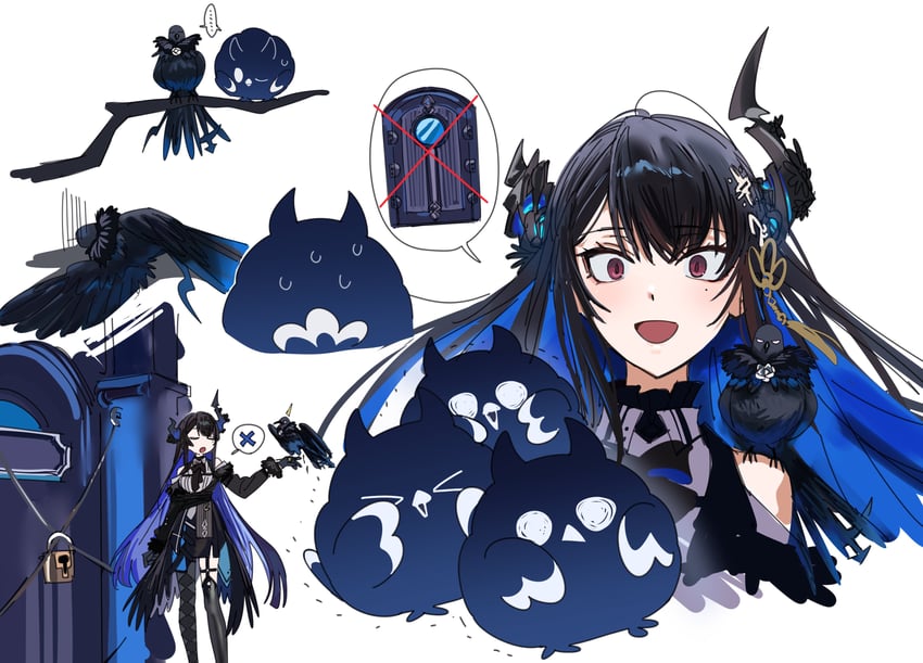 nerissa ravencroft, jailbird, and shadow (hololive and 1 more) drawn by yomosaka