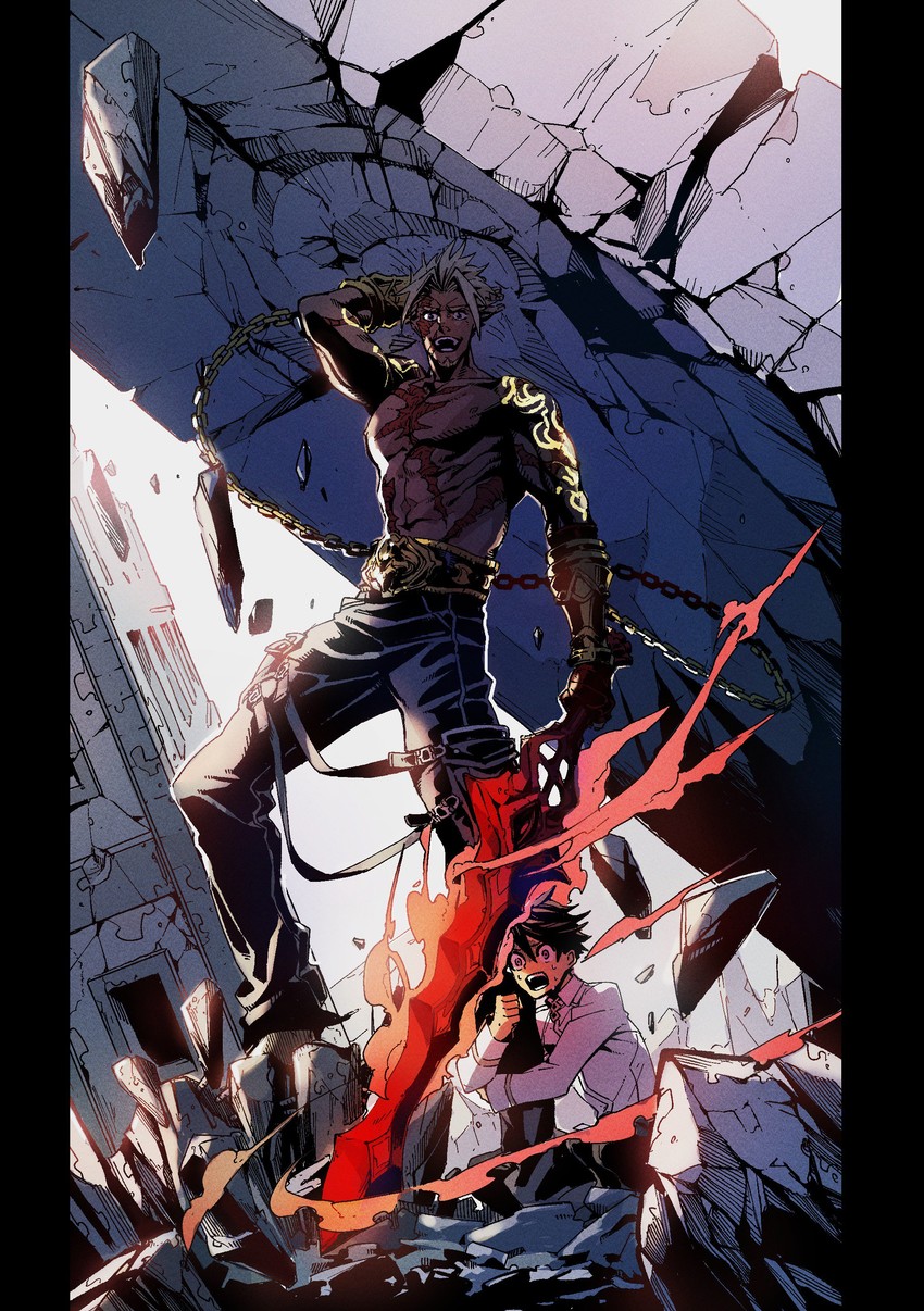 fujimaru ritsuka and beowulf (fate and 1 more) drawn by ogata_tomio