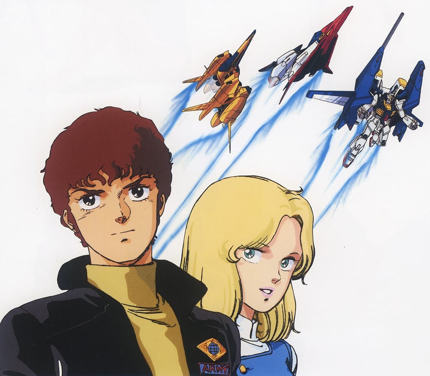 amuro ray, zeta gundam, gundam mk ii, beltorchika irma, methuss, and 1 more (gundam and 1 more) drawn by kitazume_hiroyuki