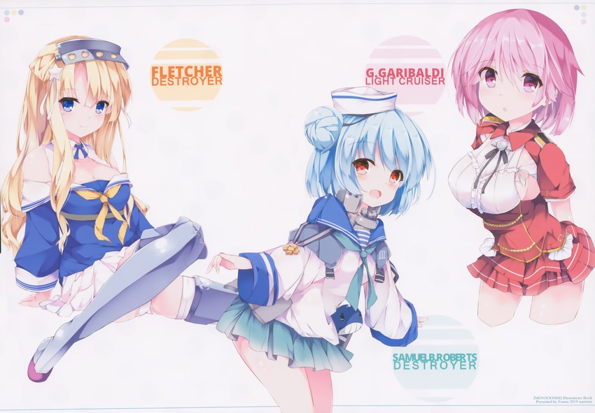 fletcher, samuel b. roberts, giuseppe garibaldi, and fletcher kai (kantai collection) drawn by fuuna