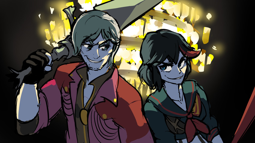 matoi ryuuko, senketsu, and dante (kill la kill and 2 more) drawn by triple-q