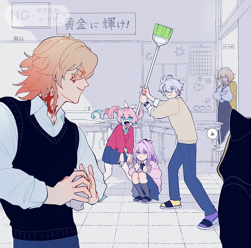 phainon, castorice, mydei, aglaea, cipher, and 1 more (honkai and 1 more) drawn by umimomomomo