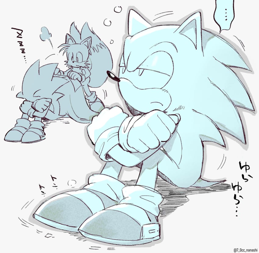 sonic the hedgehog and tails (sonic) drawn by show_chiku-by