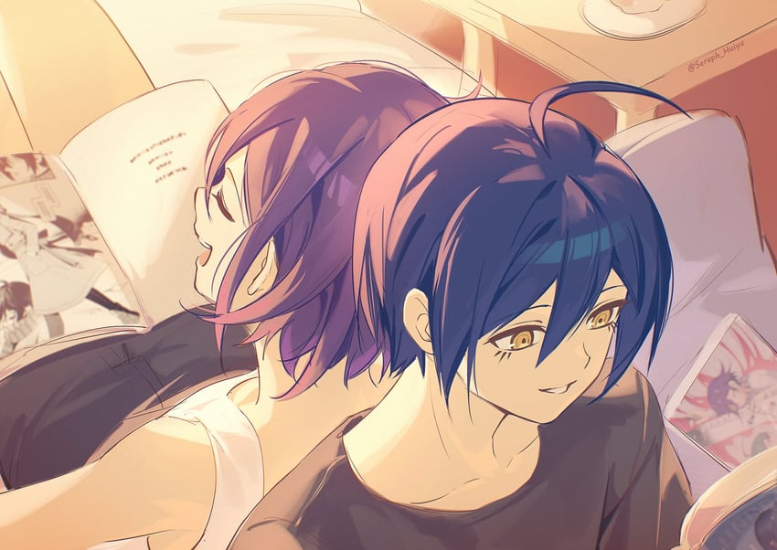 oma kokichi and saihara shuichi (danganronpa and 1 more) drawn by ewa_(seraphhuiyu)