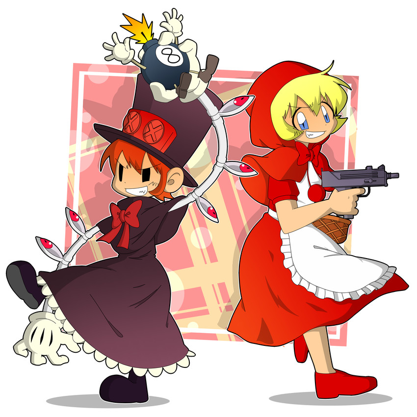 b.b. hood, peacock, and george the bomb (darkstalkers and 1 more) drawn by niwma_(myriad_revery)