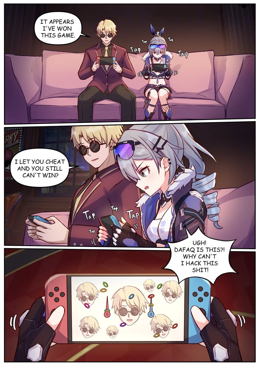 silver wolf and skott (honkai and 1 more) drawn by jimpu6