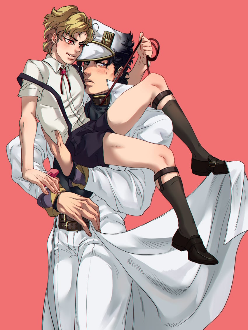 kujo jotaro and dio brando (jojo no kimyou na bouken and 2 more) drawn by less_end