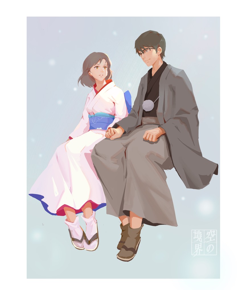 ryougi shiki, void shiki, and kokutou mikiya (kara no kyoukai) drawn by ryougi_shiki_(19888096)