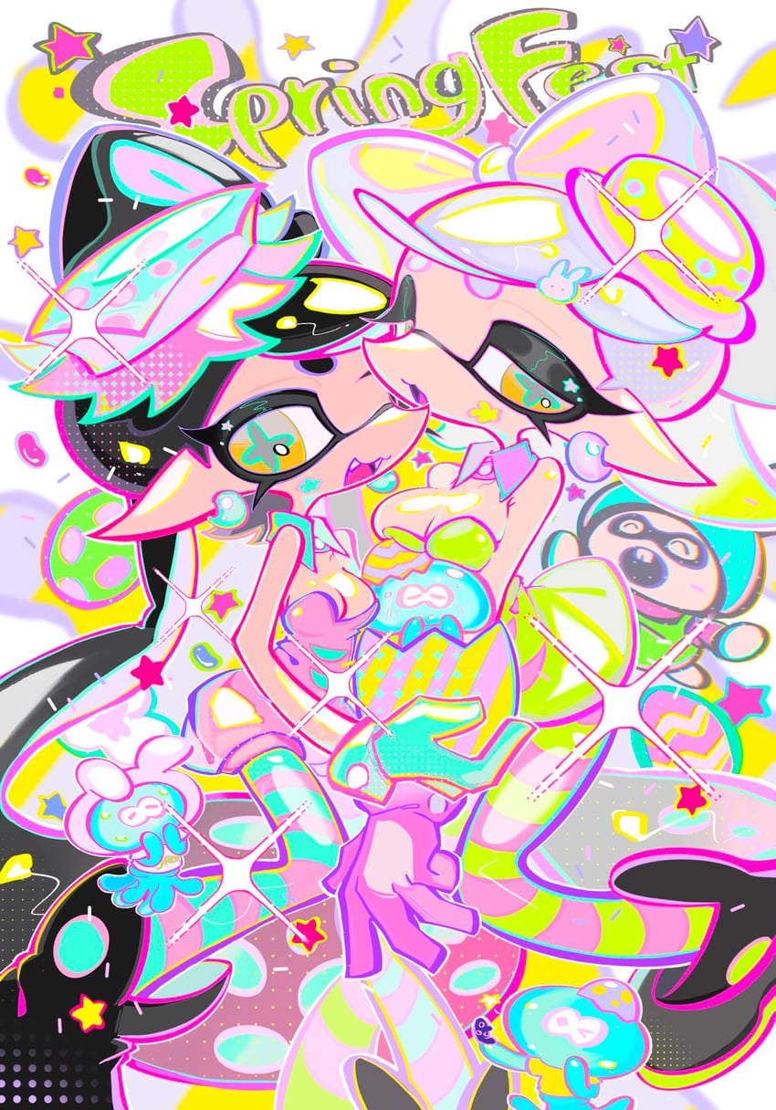 callie, marie, and jellyfish (splatoon and 1 more) drawn by xiaoyunatie