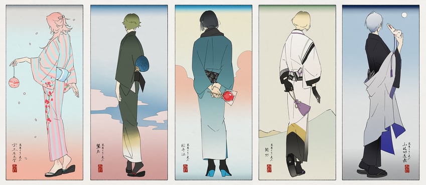 higekiri, uguisumaru, souza samonji, yamanbagiri chougi, and matsui gou (touken ranbu) drawn by raden_3333