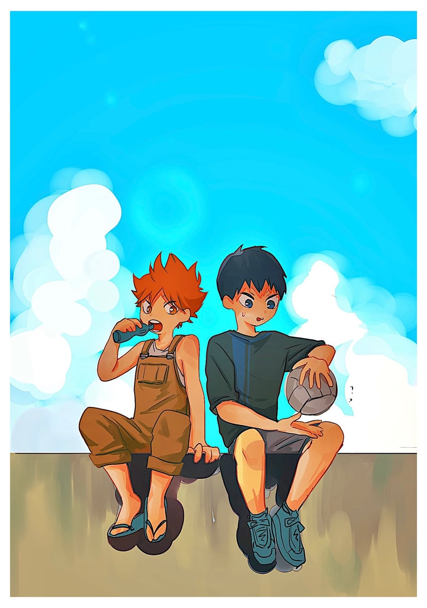 hinata shouyou and kageyama tobio (haikyuu!!) drawn by torino_ikachan