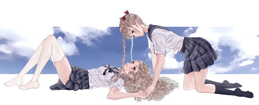 shijou yuzuki and shijou raimu (blue reflection and 1 more) drawn by roki_(0214278)
