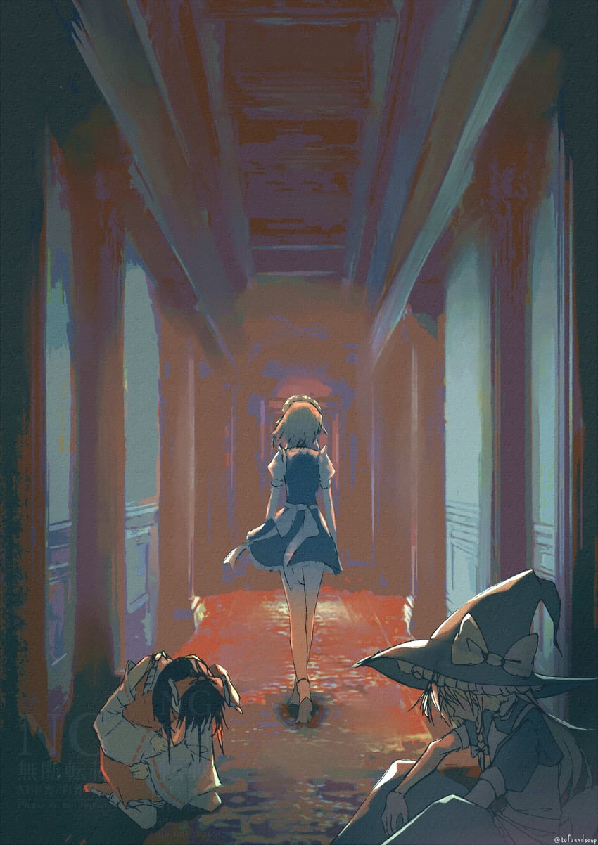hakurei reimu, kirisame marisa, and izayoi sakuya (touhou and 1 more) drawn by tofuandsoup