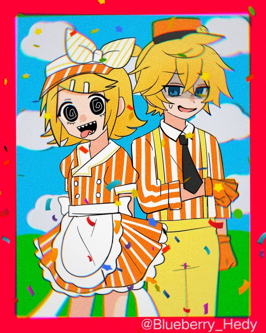 kagamine rin and kagamine len (vocaloid and 1 more) drawn by blueberry_hedy
