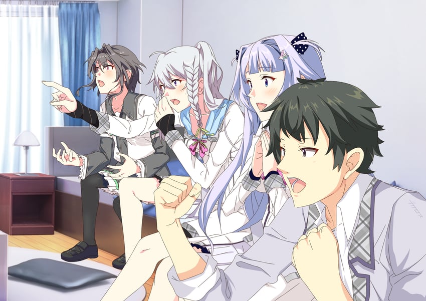 niimi sora, yuuki noa, kousaka haruka, and niimi kakeru (9-nine-) drawn by kairosu