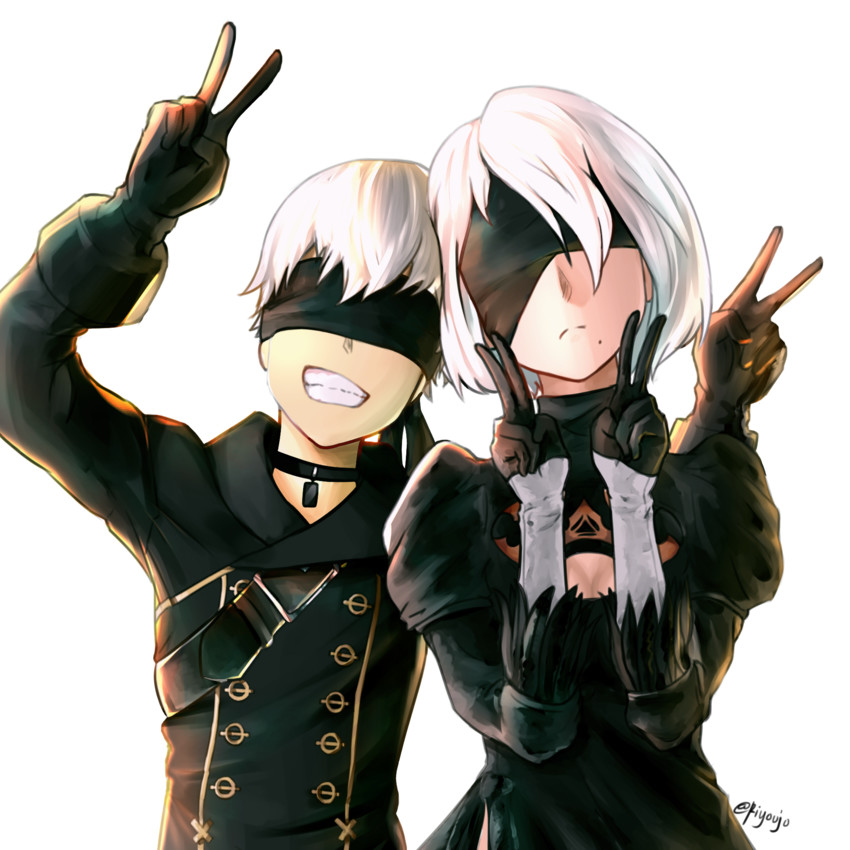 2b and 9s (nier and 1 more) drawn by ar_jart