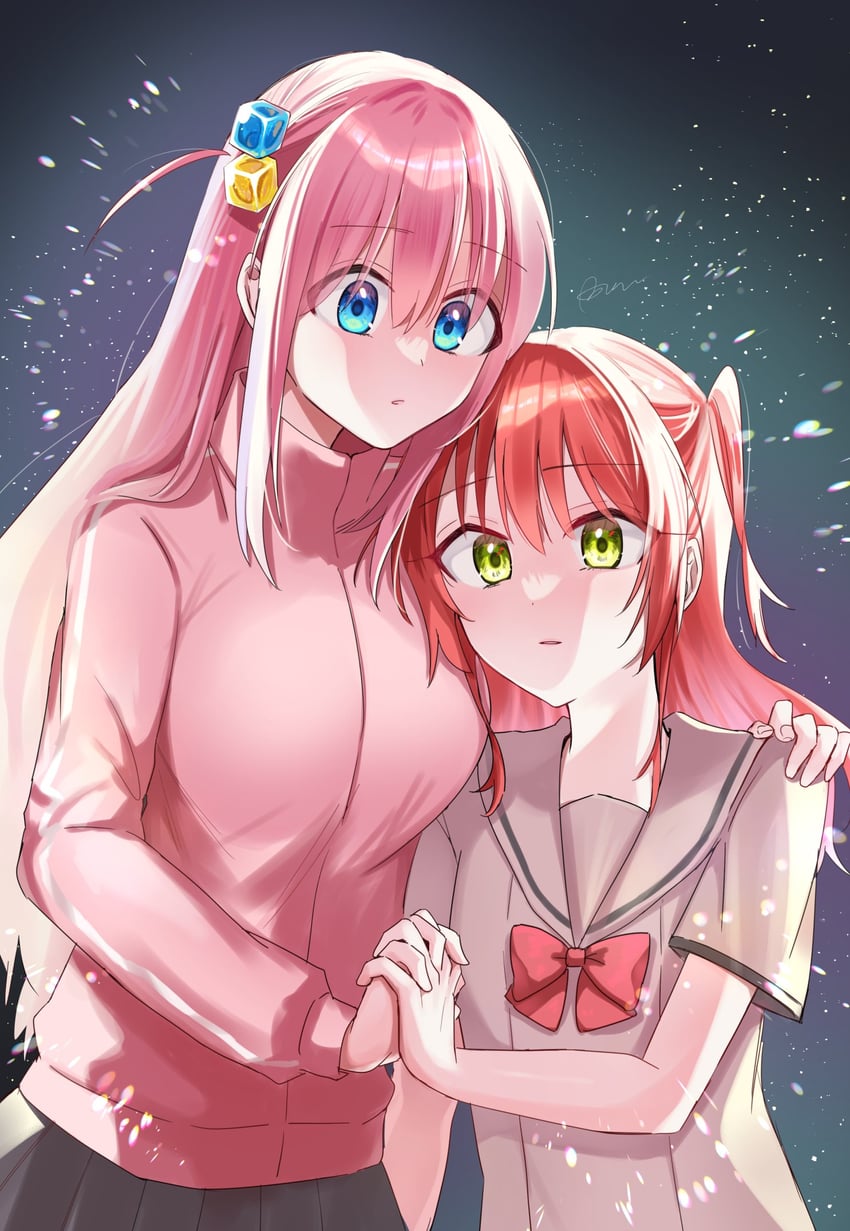 gotoh hitori and kita ikuyo (bocchi the rock!) drawn by hiyoko_biimu