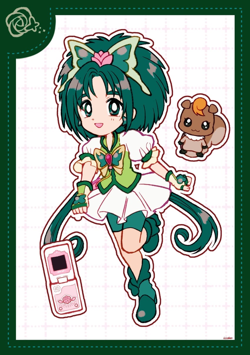 akimoto komachi, cure mint, and nuts (precure and 2 more) drawn by uwded_207