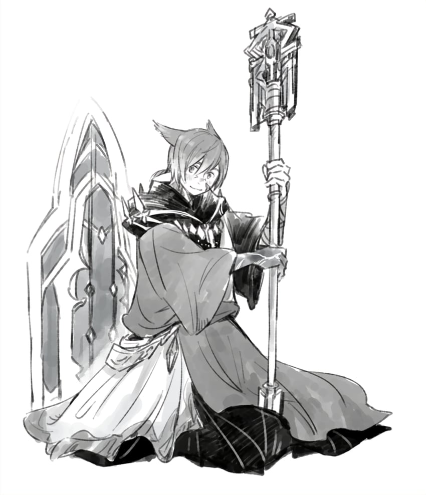 g'raha tia and crystal exarch (final fantasy and 1 more) drawn by itowo_(itowc)
