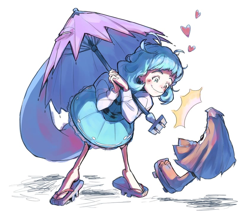 tatara kogasa and jumper shoot (touhou and 1 more) drawn by molly_yancey