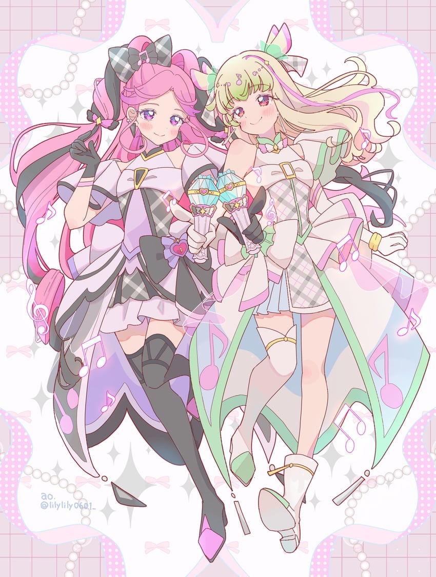 cure zukyuun and cure kiss (precure and 1 more) drawn by lilylily0601