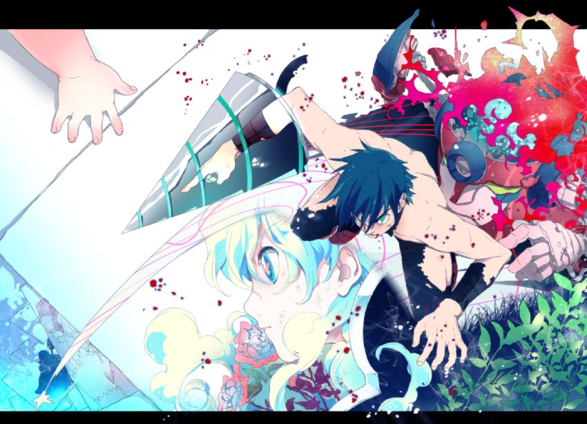nia teppelin, simon, and lagann (tengen toppa gurren lagann and 1 more) drawn by kanke_(yonkuma)