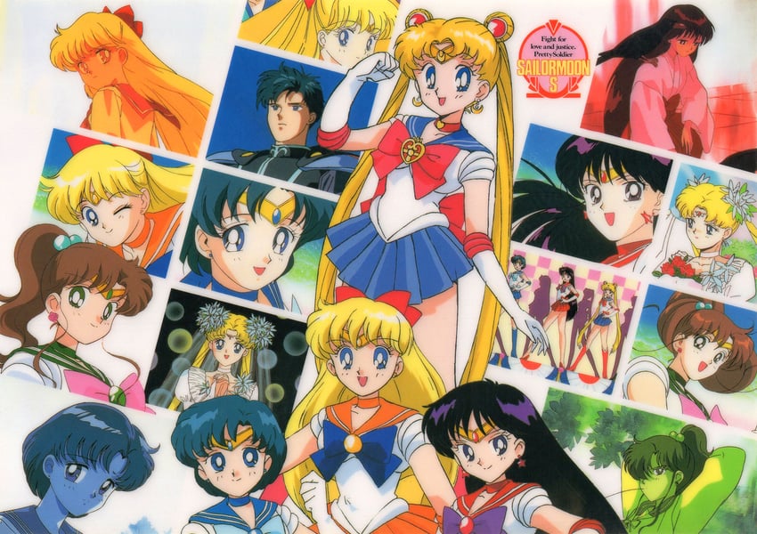 tsukino usagi, sailor moon, mizuno ami, aino minako, hino rei, and 7 more (bishoujo senshi sailor moon and 2 more) drawn by tadano_kazuko
