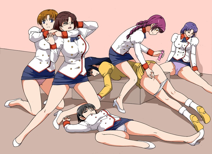 golden delmo, rie petoriyacowa, white delmo, hiiragi najica, adjutant, and 3 more (aika and 2 more) drawn by xfqn