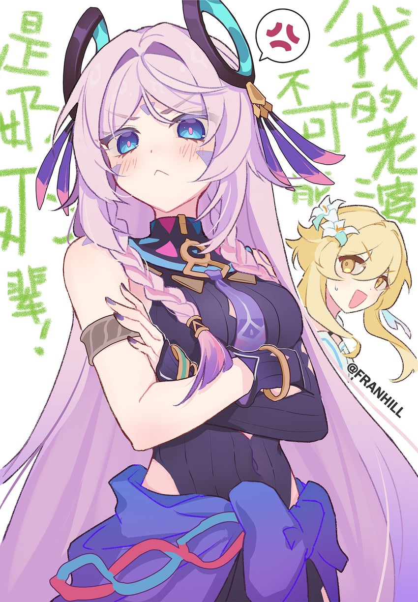 lumine and citlali (genshin impact and 1 more) drawn by franhill