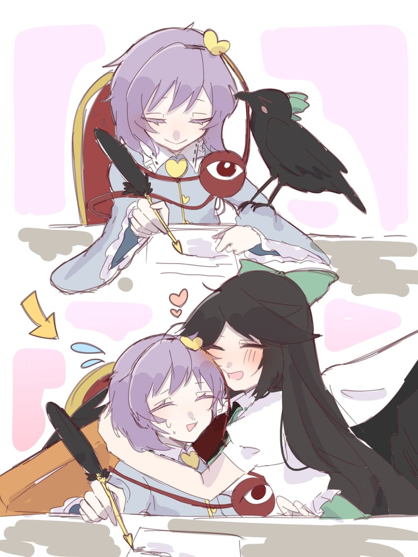 komeiji satori and reiuji utsuho (touhou) drawn by nashiko_(shiusan)
