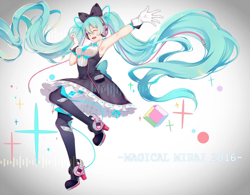 hatsune miku and magical mirai miku (vocaloid and 1 more) drawn by ayan