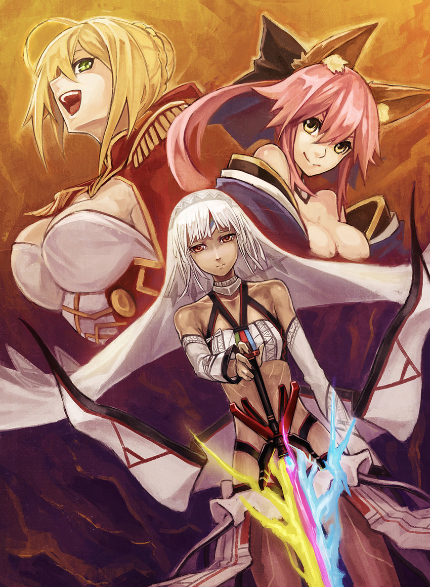 tamamo, nero claudius, tamamo no mae, and altera (fate and 2 more) drawn by a-er_(akkij0358)